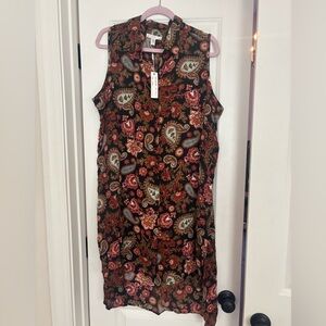 Floral Paisley Sleeveless Dress or Tunic - Stunning! New with tags. 1x
